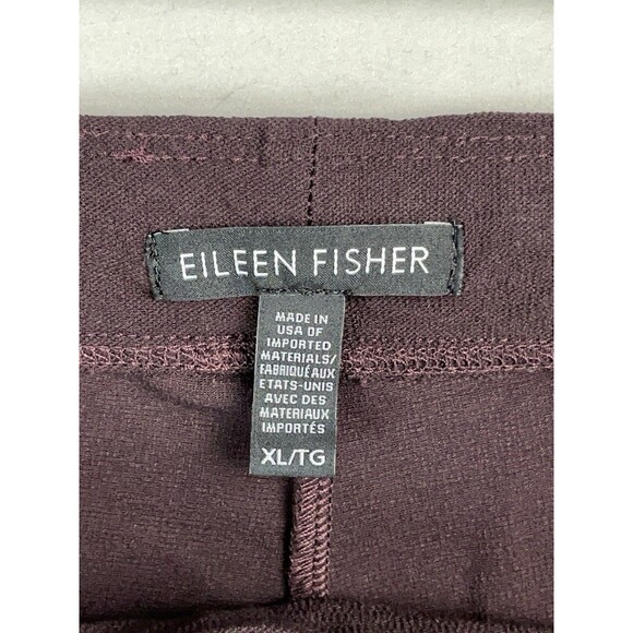 Eileen Fisher Women XL Stretch Crepe Slim Ankle Pant Purple Pull On Drapey READ - Picture 7 of 9